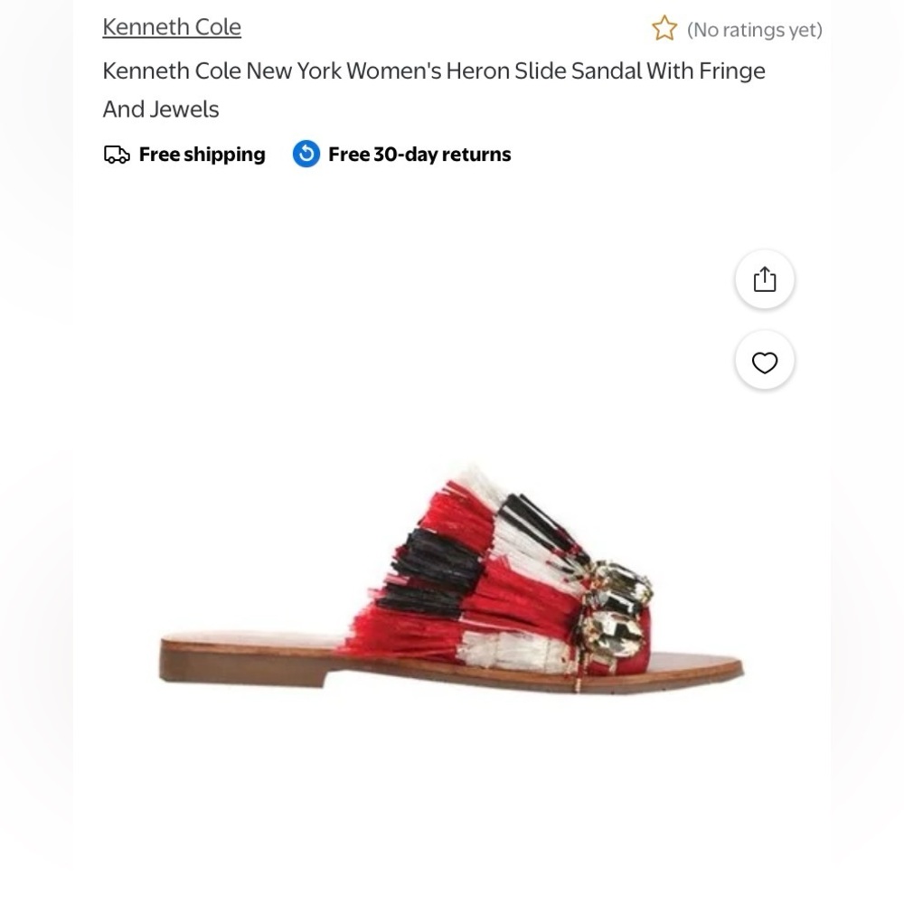 Kenneth Cole Fringe Slide Sandal with Jewel Accent